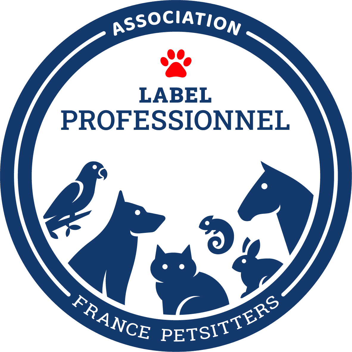 Image d'un logo de l'association france petsitters. Label pour les petsitters professionnels de france.